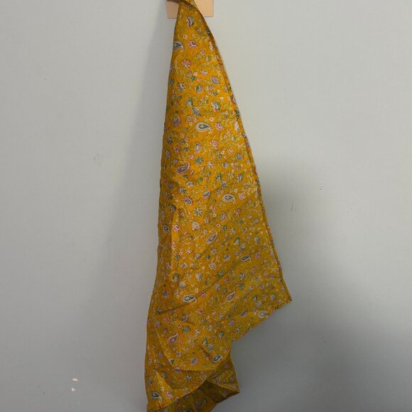 Free People * ANCHAL Vintage Silk Scarf * Yellow * 20" square NWT - Picture 3 of 10
